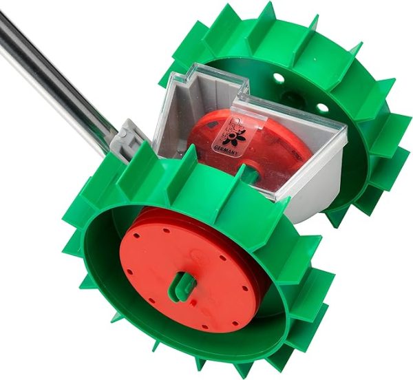 Bio Green Super Seeder – Ergonomic Seed Planter Tool – Garden Seeder – Hand Seed Spreader with 5 Seed Disk Suitable for All Vegetables and Different Seed Sizes – Green/Red